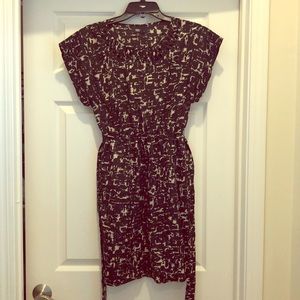 Beige and black mini dress